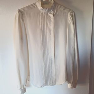 White, blouse, vintage, button down, elegant, shirt